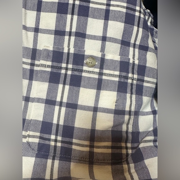 Eddie Bauer Flannel Shirt Blue White Check Tartan Mens Medium 90s style vintage - Picture 7 of 7